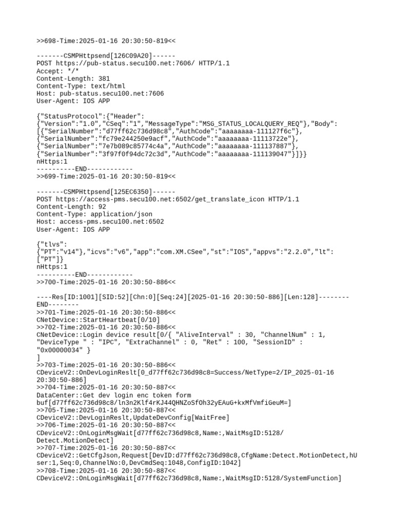 Device Login and Status Update Logs | PDF