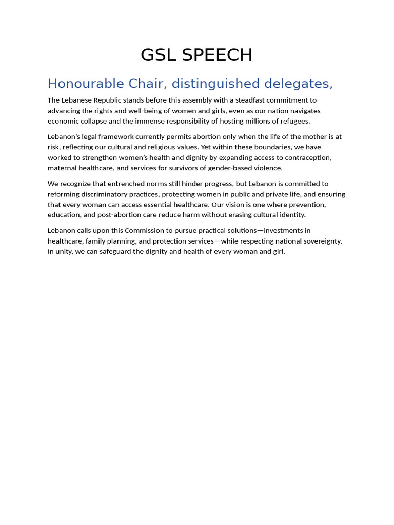 GSL Speech | PDF