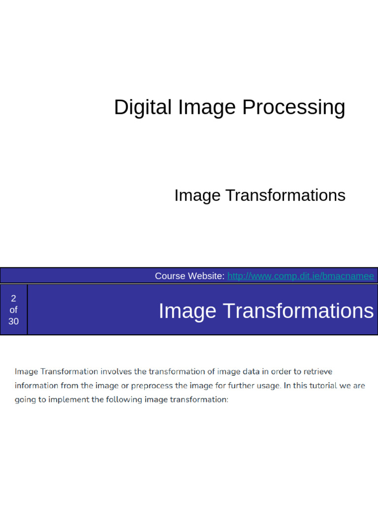 Week 4.2 - Image Transformations | PDF | 2 D Computer Graphics ...
