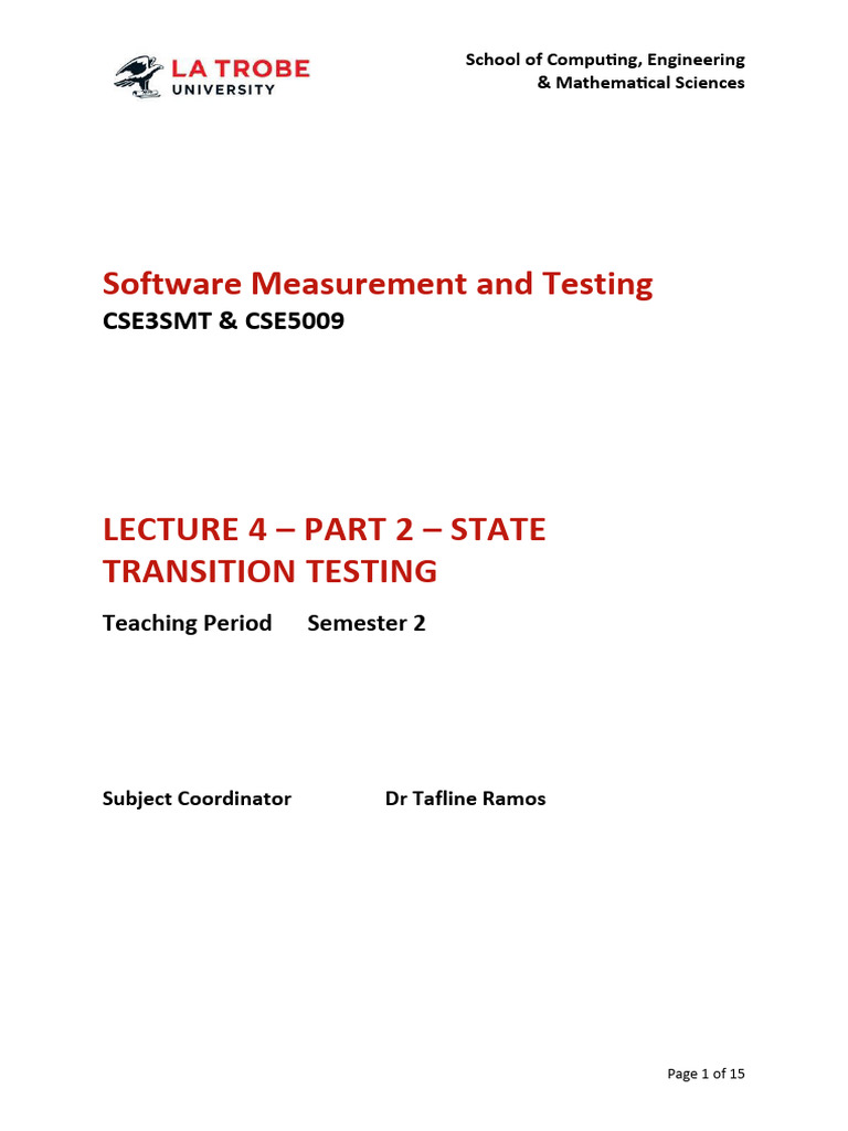 Lecture 4 - Part 2 - State Transition Testing v1.0-1 | PDF | Numbers