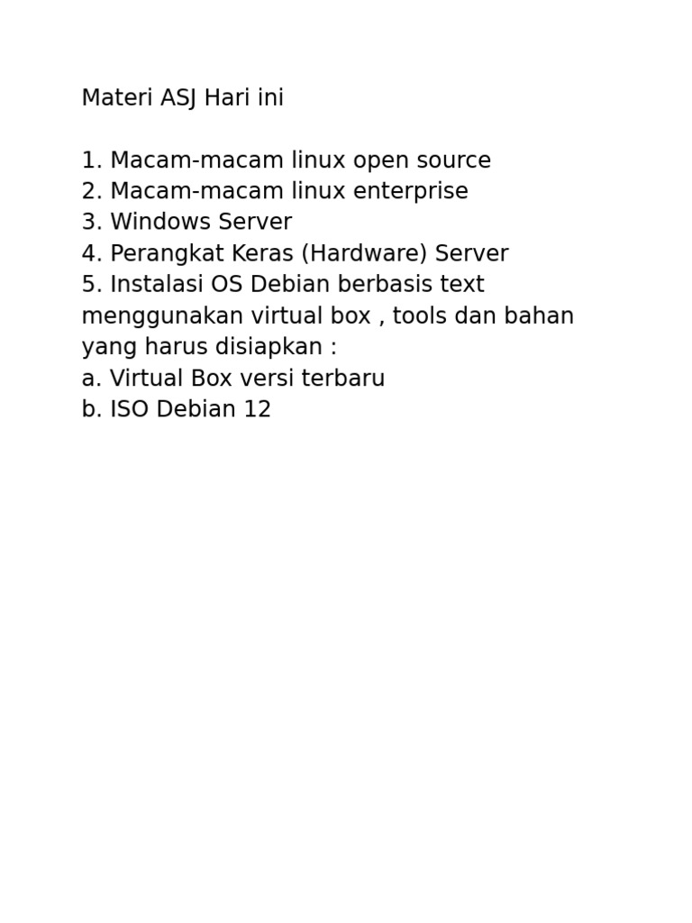 Materi ASJ: Linux dan Instalasi Debian | PDF