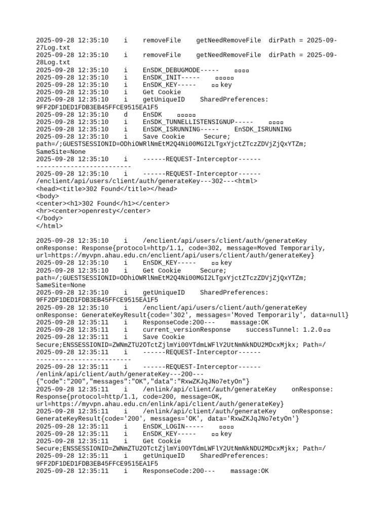 EnSDK Initialization and Login Logs | PDF | Http Cookie ...