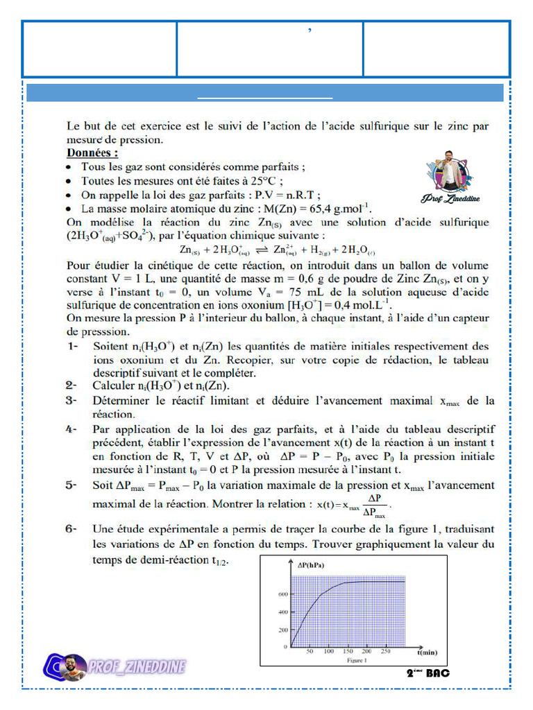 Suivi cinétique de réactions chimiques BAC | PDF | Cinétique chimique ...