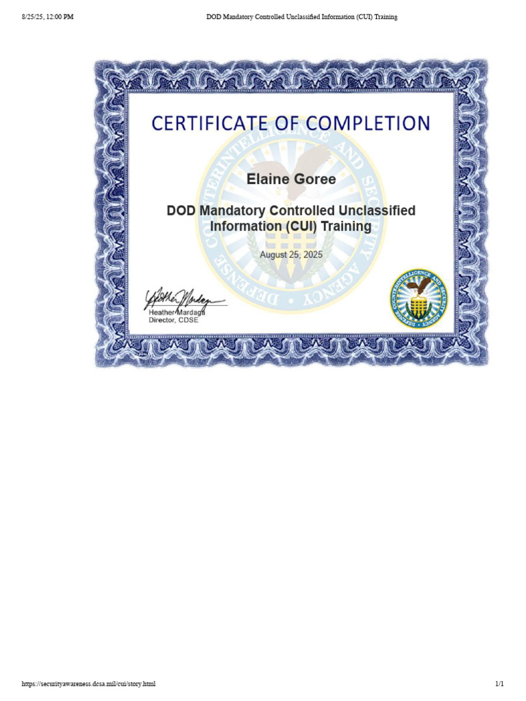 DOD CUI Training Requirements 2025 | PDF