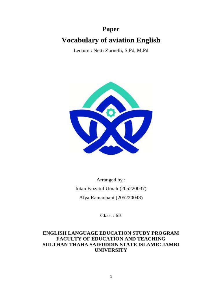 Paper - Group 10th - Vocabulary of Aviation English | PDF | Air Traffic ...