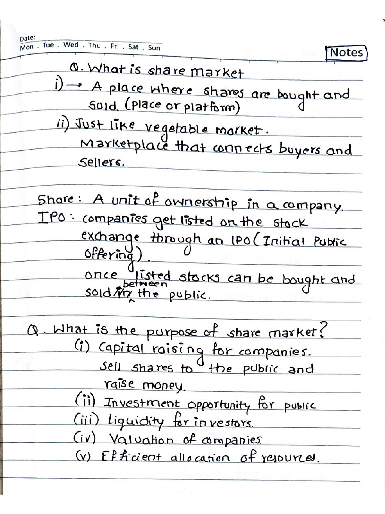 Stock Market Notes PDF | PDF