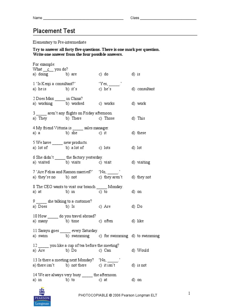 Quick Placement Test | PDF | Business