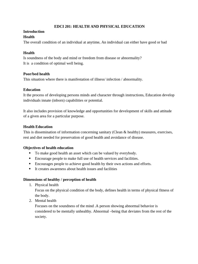 Health and Physical Education Overview | PDF | Immune System | Physical ...