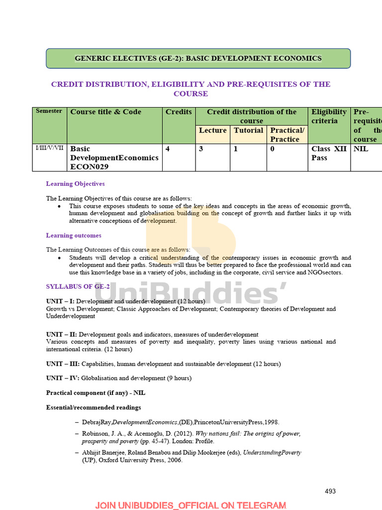 Basic Development Economics Syllabus | PDF | Economic Growth | Economics