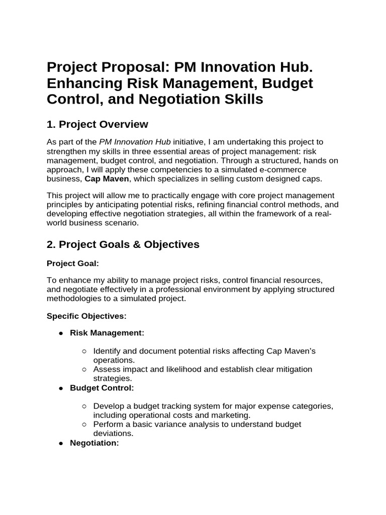 Project Proposal: PM Skills Enhancement | PDF | Negotiation | Risk