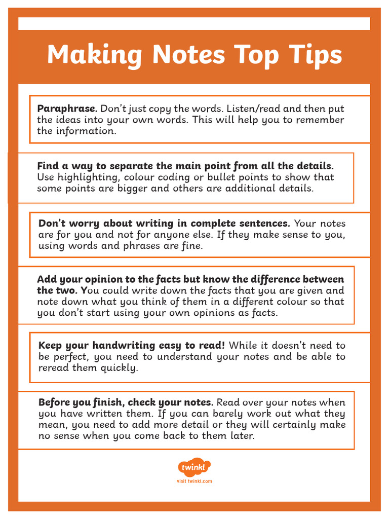 Making Notes Top Tips | PDF