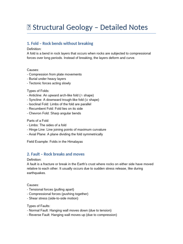 Structural Geology Overview Notes | PDF