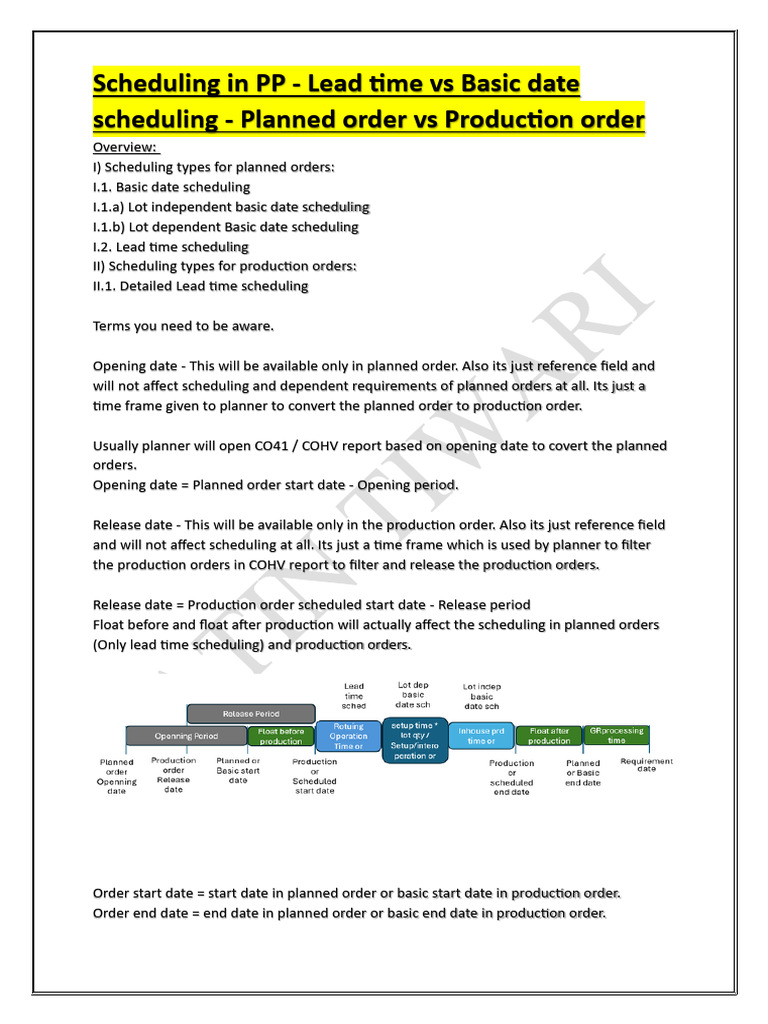Scheduling Types in Production Planning | PDF | Computing