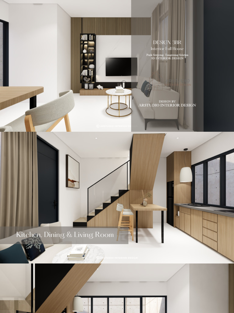 3D Interior Design for 3BR House | PDF