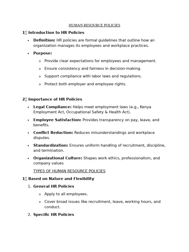 Comprehensive HR Policy Guidelines | PDF | Employment | Labour Law