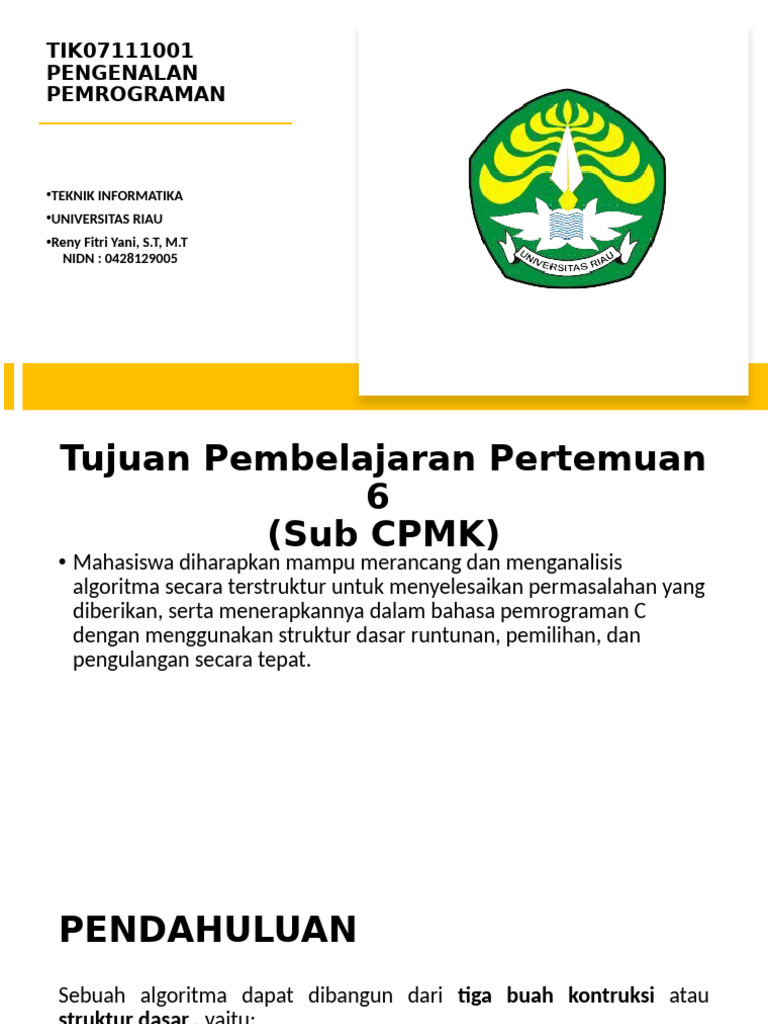 Pertemuan 6 - Pengenalan Pemrograman | PDF