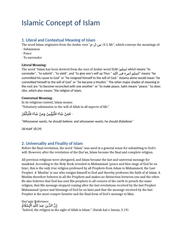 Islamic Concept of Islam | PDF | Prophets And Messengers In Islam ...