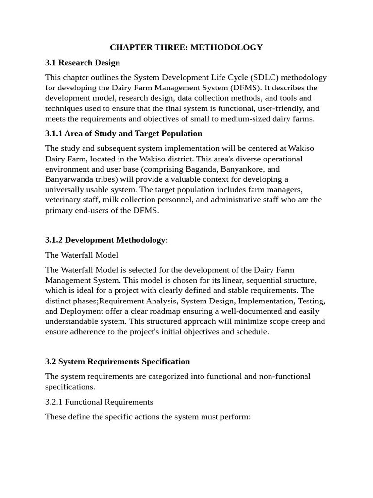 Dairy Farm Management System Methodology | PDF | Software Development ...