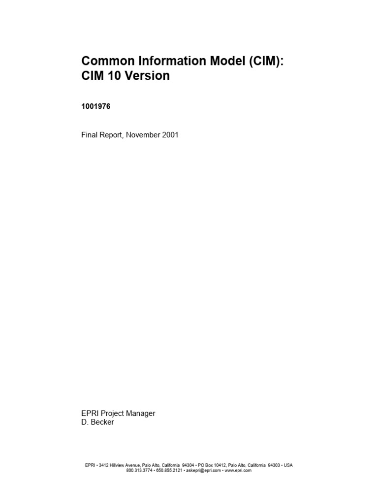 CIM 10 Version Final Report Overview | PDF | Interoperability | Object ...