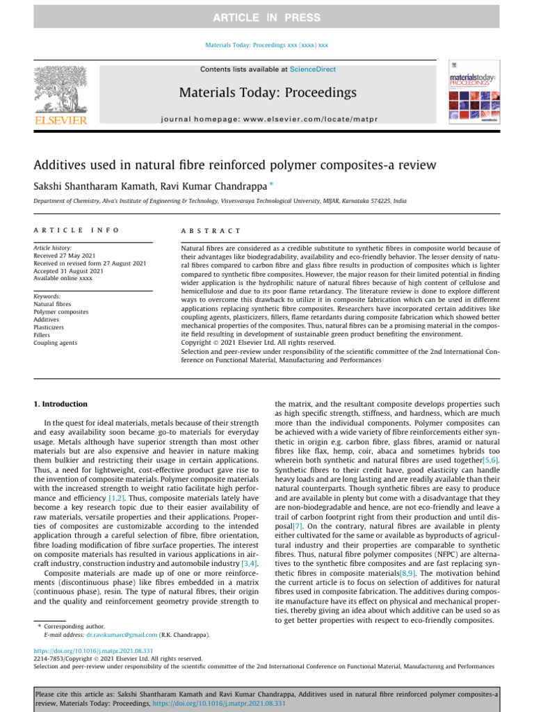 Additives in Natural Fibre Composites | PDF | Composite Material | Fibers