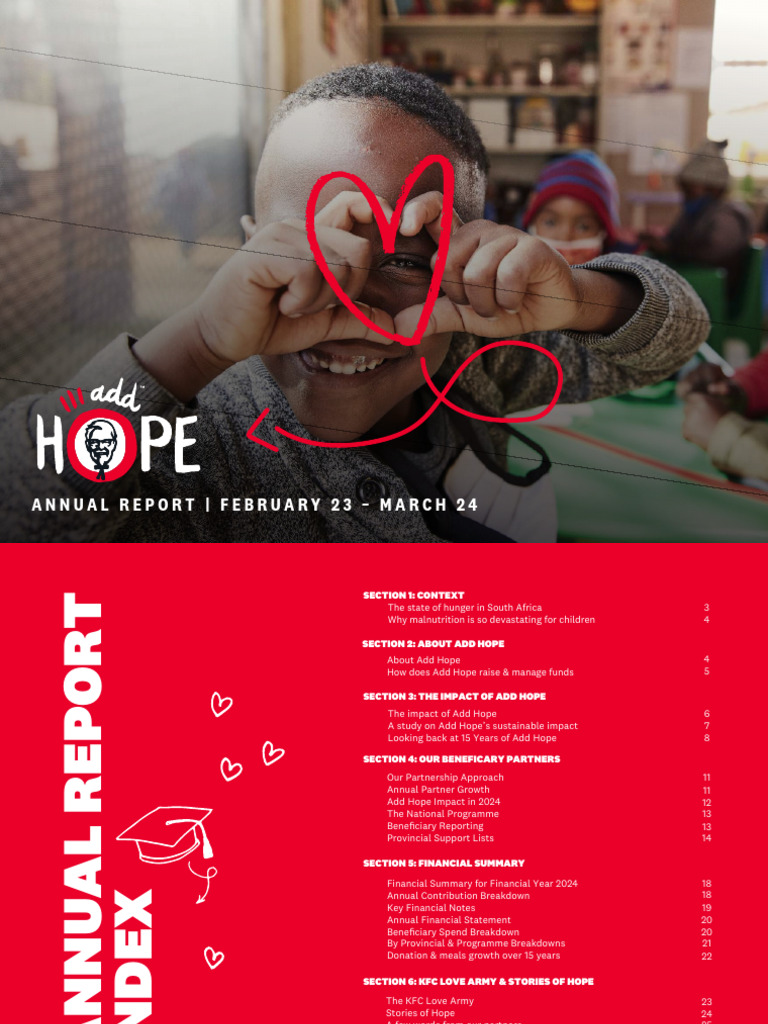 KFC South Africa Add Hope Report 2024 | PDF | Malnutrition | Food Security
