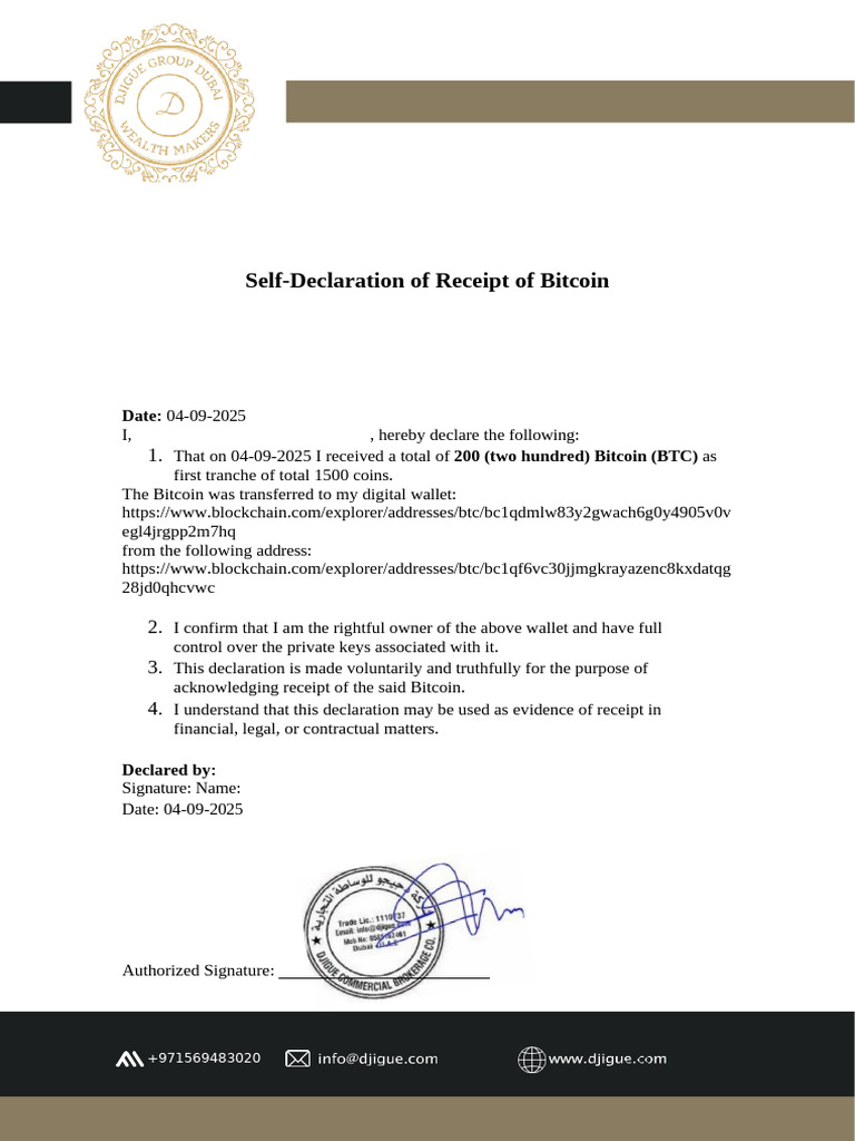 1st Tranch BTC of 200 Coins | PDF