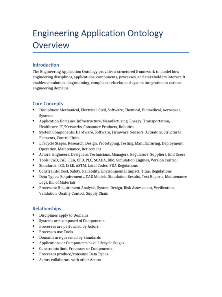 Engineering Application Ontology Overview | PDF | Engineering | Simulation