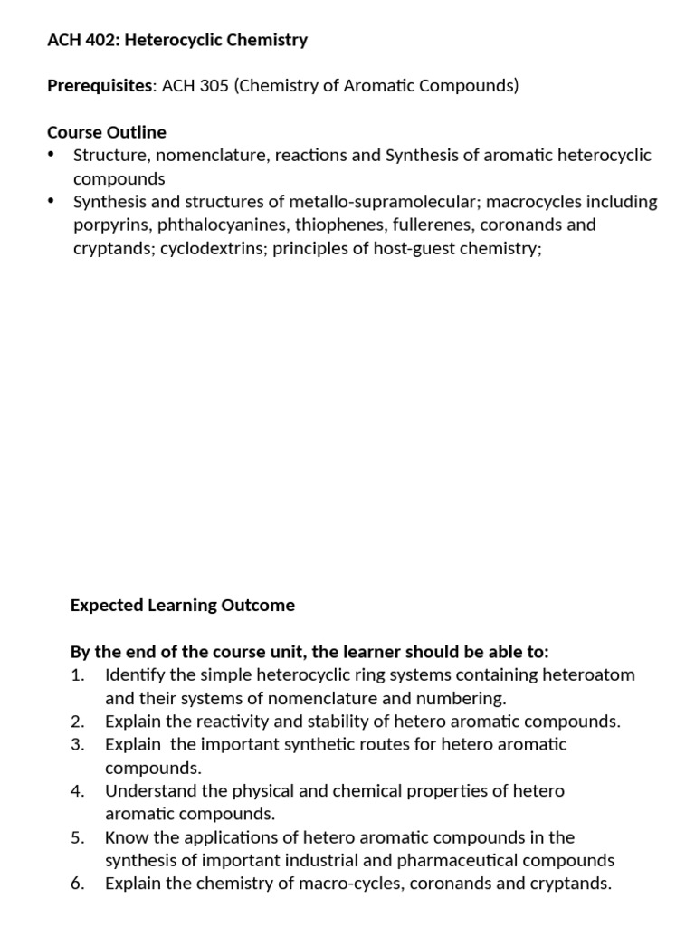 Introduction To Heterocyclic Chemistry | PDF | Heterocyclic Compound ...