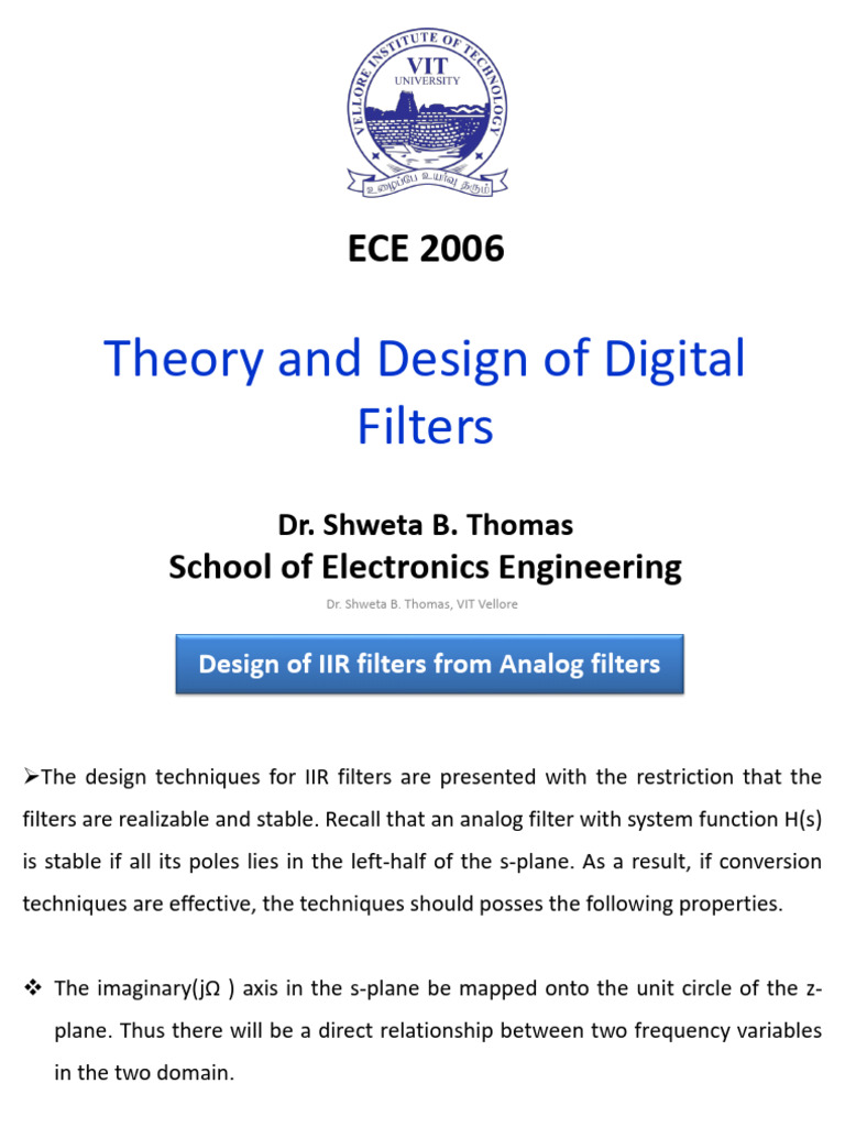 IIR Filter Design from Analog Filters | PDF | Algorithms | Signal ...
