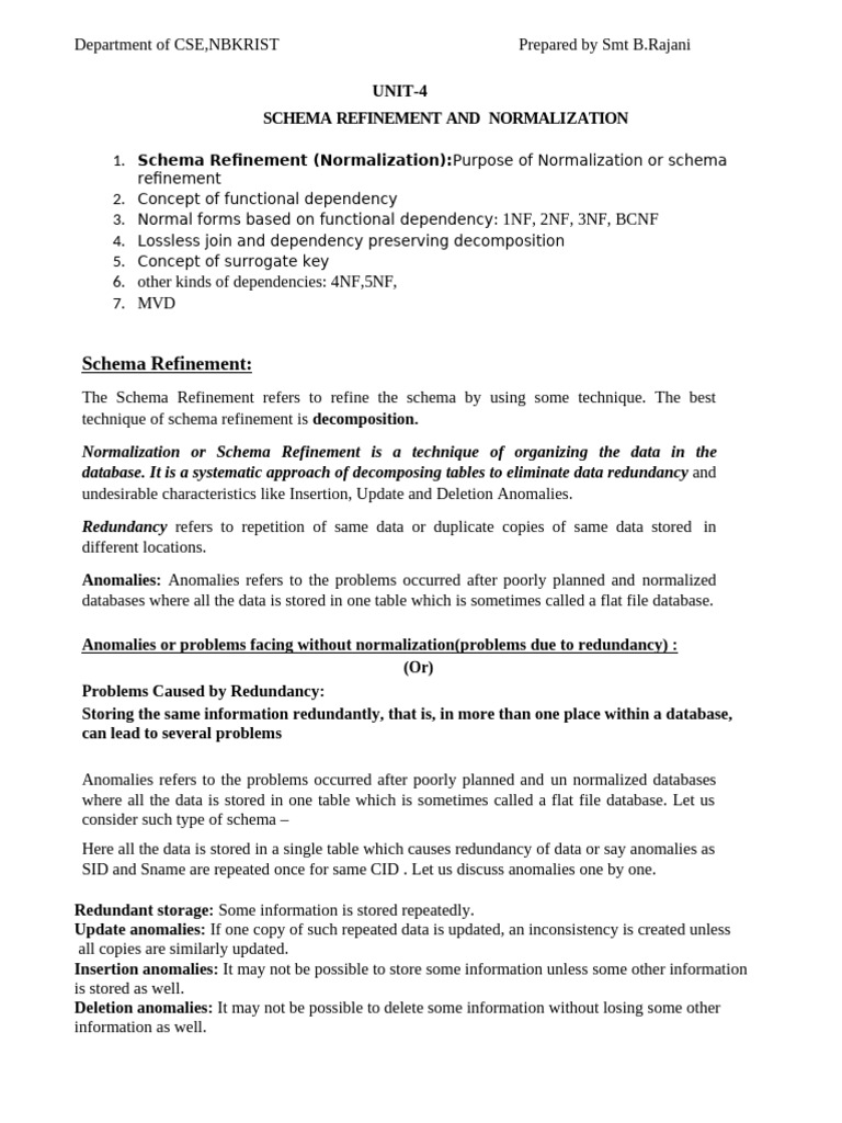 Schema Refinement and Normalization Guide | PDF | Databases | Data ...