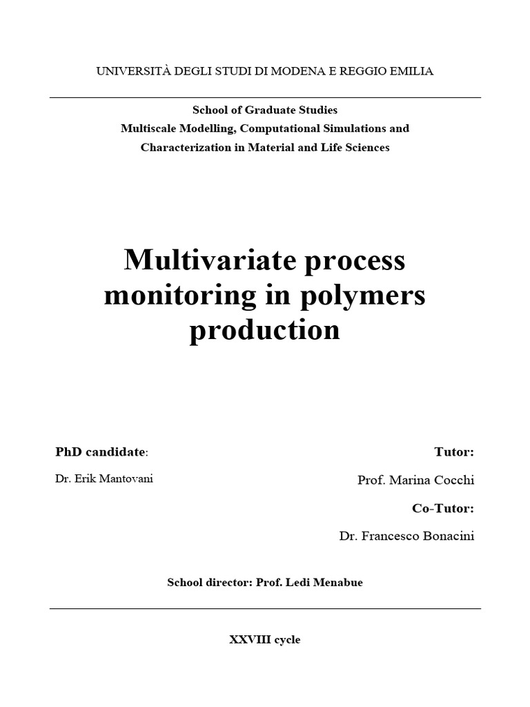 Multivariate Monitoring in Polymer Production | PDF | Chemometrics ...