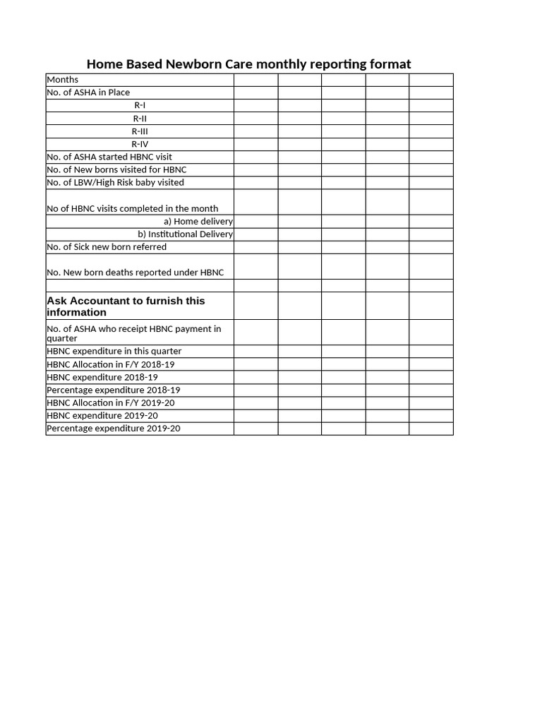 Home Based Newborn Care Reporting Guide | PDF