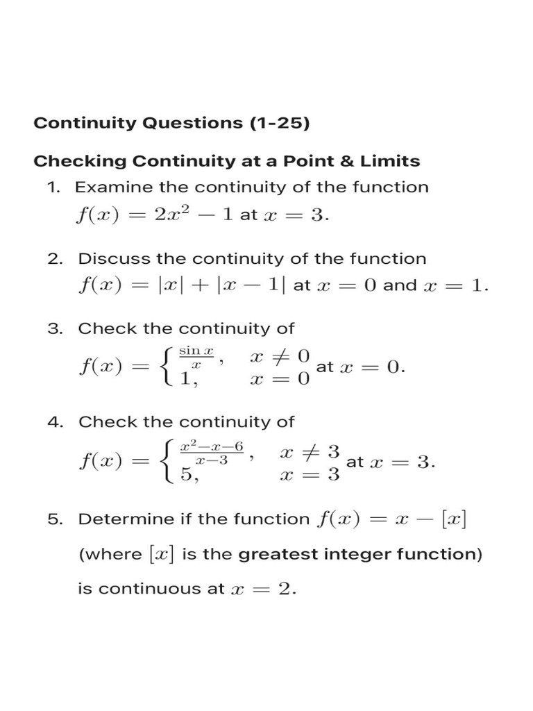 Continuity and Differentiability | PDF