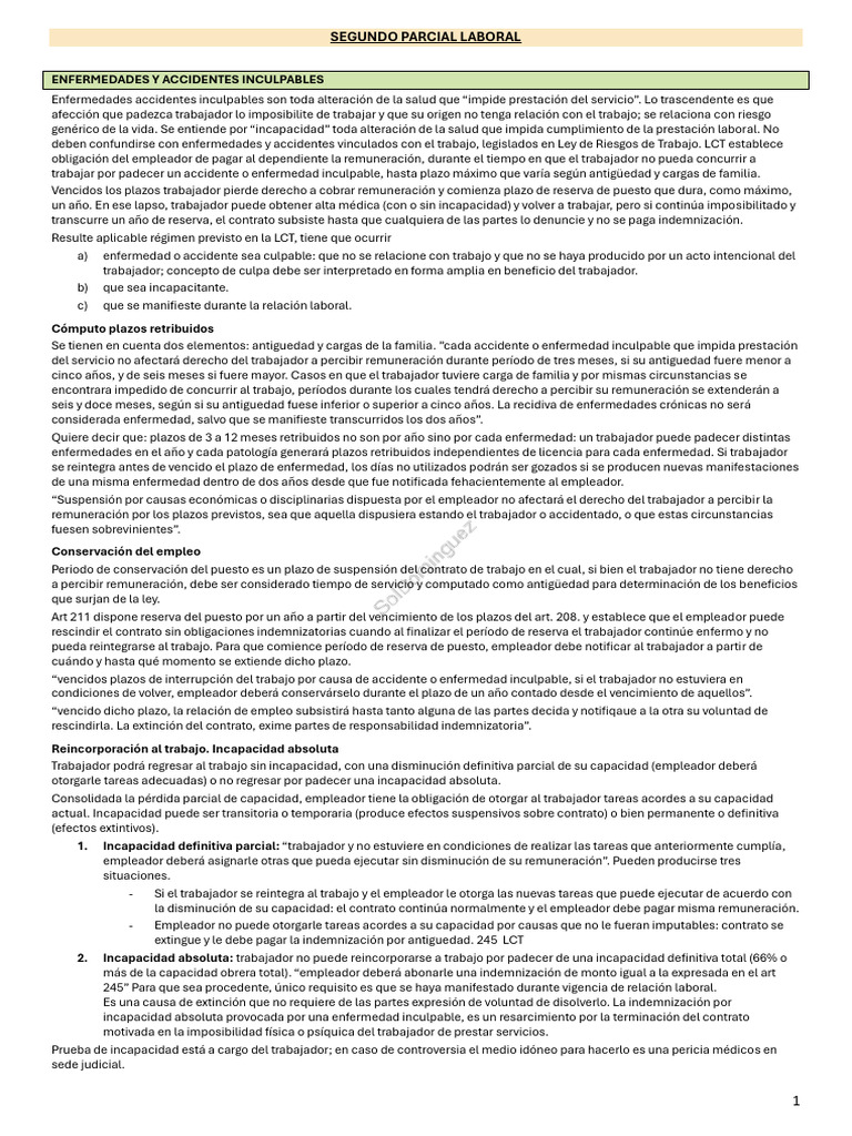 Segundo Parcial LABORAL | PDF | Derecho laboral