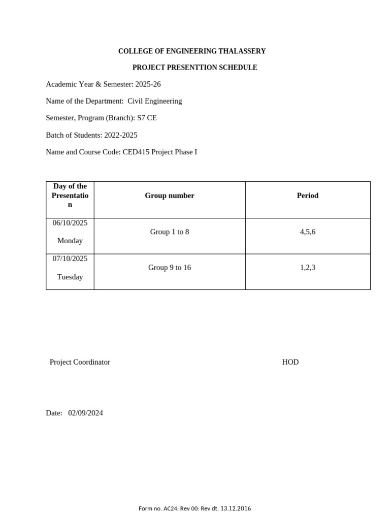 Civil Engineering Project Schedule 2025 | PDF