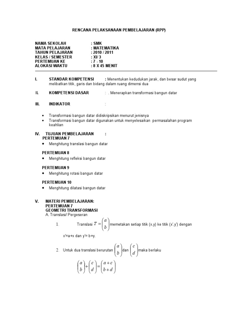 3 Menerapkan Transformasi Bangun Datar