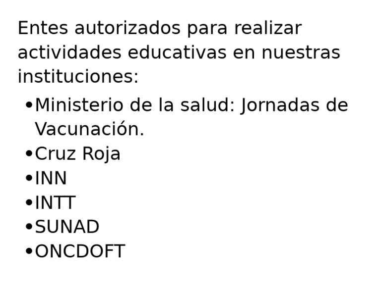 Entes Autorizados para Actividades Educativas | PDF