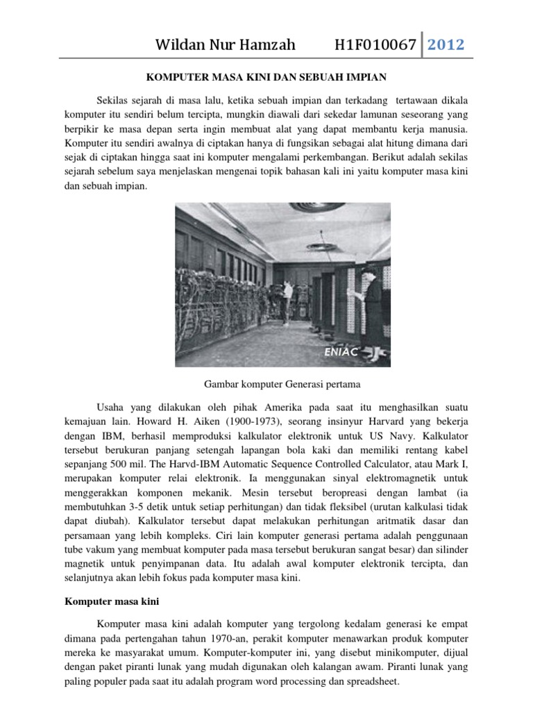 Evolusi dan Impian Komputer Masa Kini | PDF