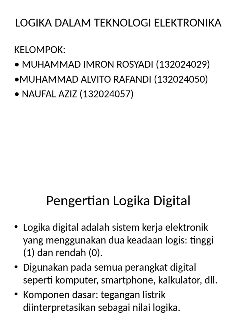 Logika Digital dalam Elektronika Modern | PDF