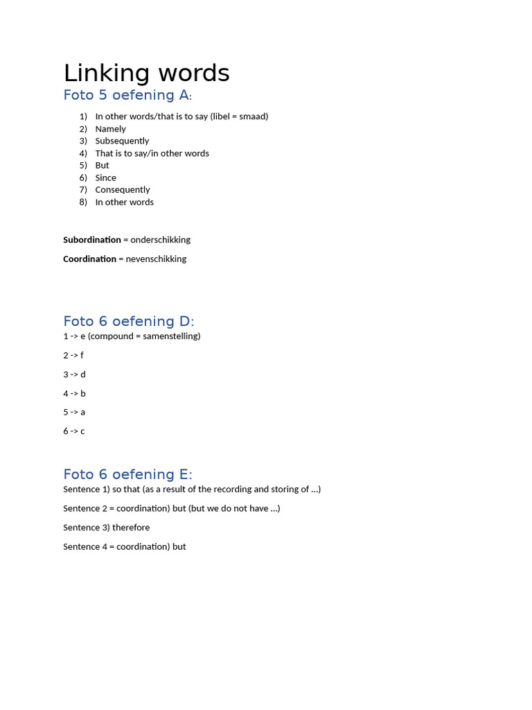 Essential Linking Words and Exercises | PDF