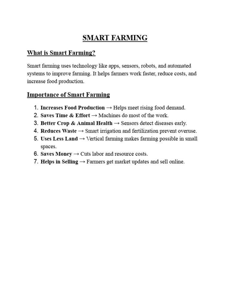 Benefits of Smart Farming Technology | PDF