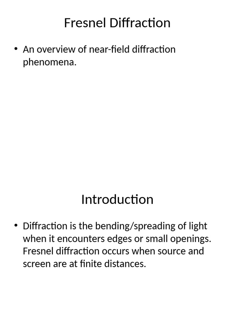 Understanding Fresnel Diffraction Basics | PDF