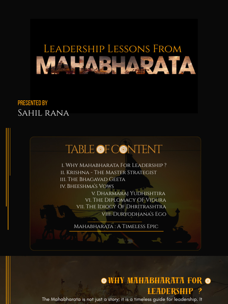 Leadership Lessons From MahaBharata | PDF | Bhagavad Gita | Mahabharata