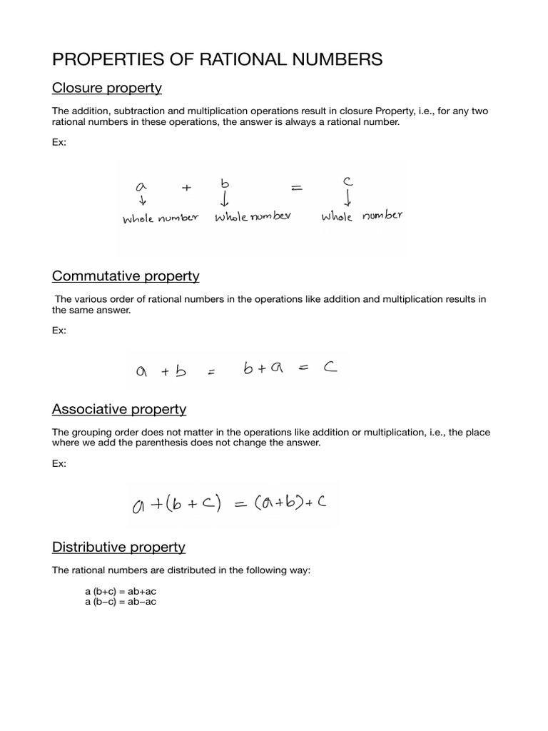 Class 8 Maths Chapter 1 Rational Numbers Short Note | PDF