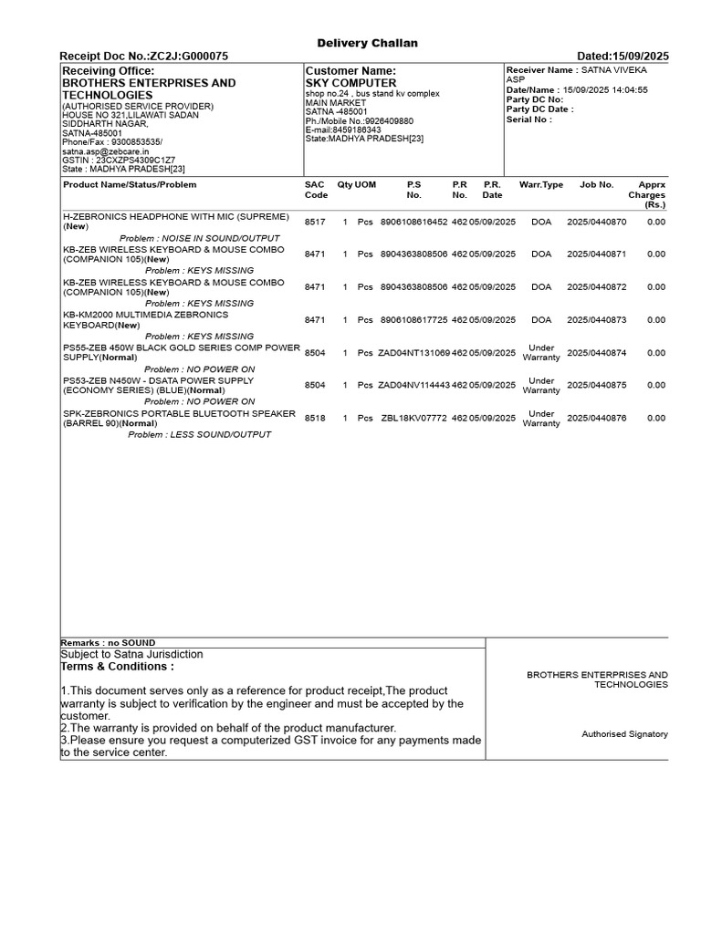 Receipt Doc No.:ZC2J:G000075 Dated:15/09/2025 Receiving Office ...