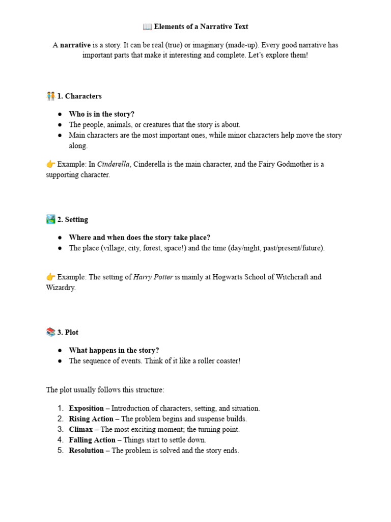 Understanding Narrative Text Elements | PDF