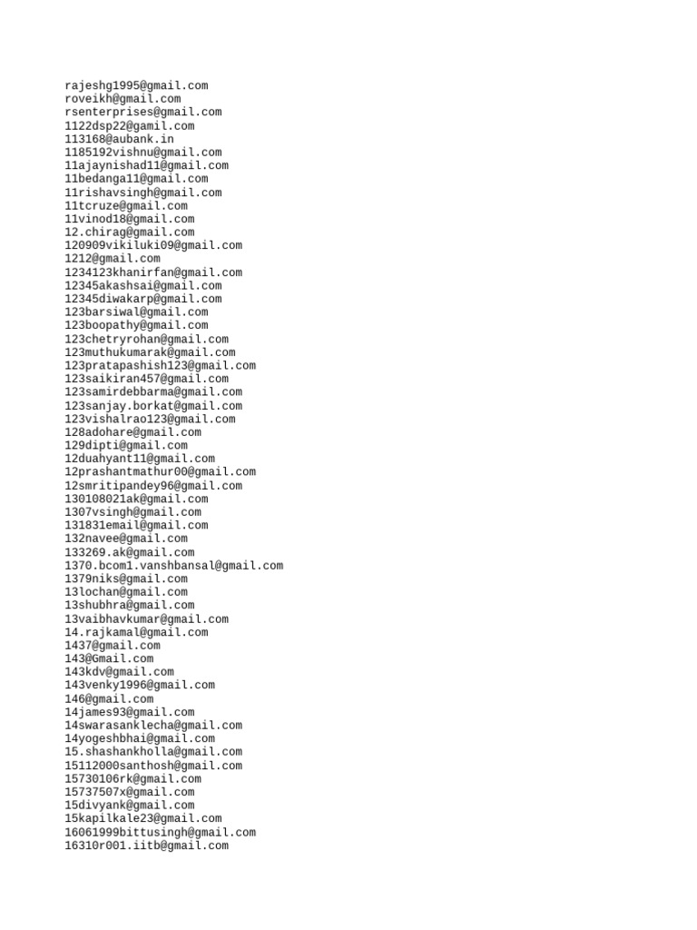 List of Email Addresses | PDF