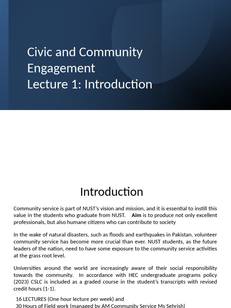 Community Engagement and Service Overview | PDF