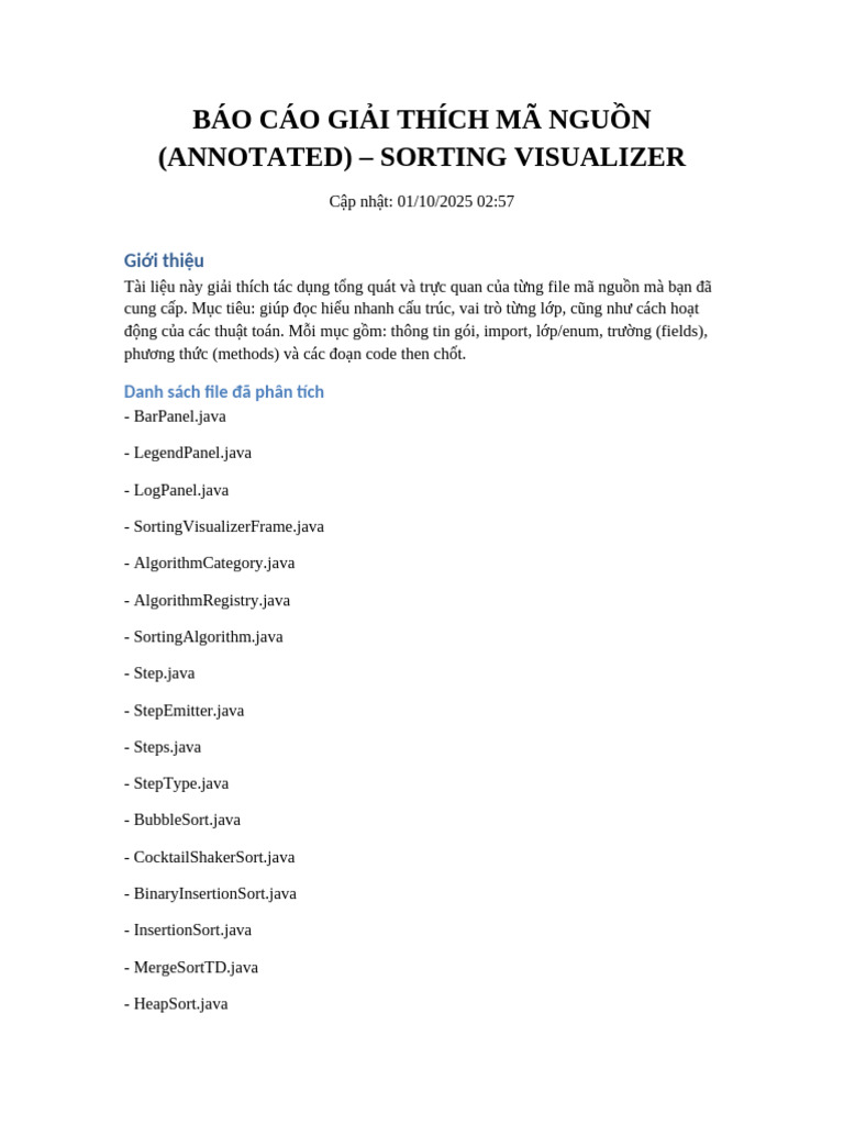 Sorting Visualizer Annotated Code | PDF