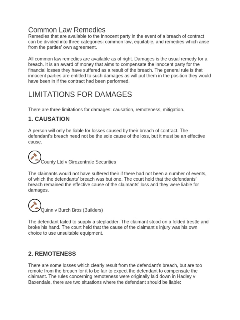 Common Law Remedies | PDF | Damages | Justice